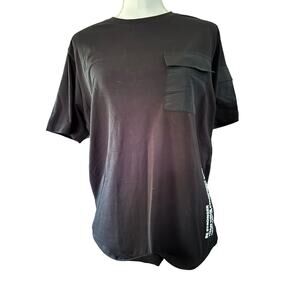 Steve’s Jeans Short Sleeve Black Tshirt Pocket on Chest and Left Arm Be Stronger